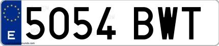 Ejemplo de matrícula española 5054 BWT