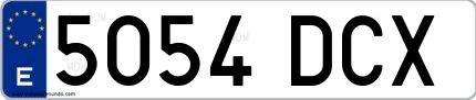 Ejemplo de matrícula española 5054 DCX