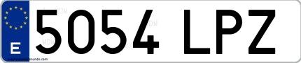 Ejemplo de matrícula española 5054 LPZ