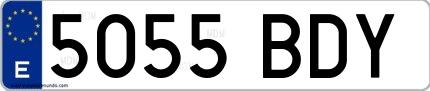 Ejemplo de matrícula española 5055 BDY