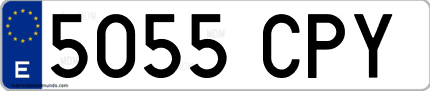 Ejemplo de matrícula de coche ordinaria 5055 CPY