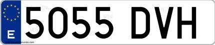 Ejemplo de matrícula española 5055 DVH