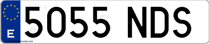 Ejemplo de matrícula de coche ordinaria 5055 NDS