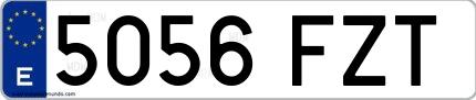 Ejemplo de matrícula española 5056 FZT