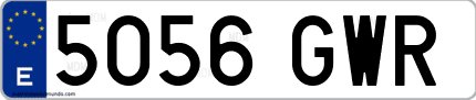 Ejemplo de matrícula de coche ordinaria 5056 GWR