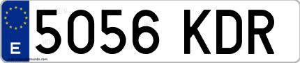 Ejemplo de matrícula de coche ordinaria 5056 KDR