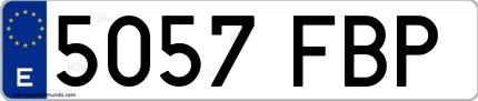 Ejemplo de matrícula española 5057 FBP