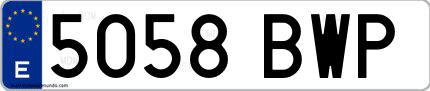 Ejemplo de matrícula española 5058 BWP