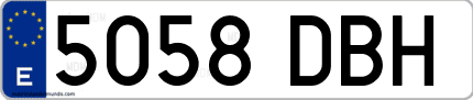Ejemplo de matrícula de coche ordinaria 5058 DBH
