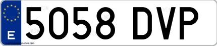 Ejemplo de matrícula española 5058 DVP