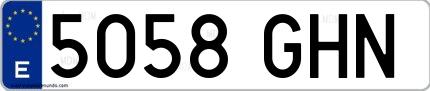 Ejemplo de matrícula española 5058 GHN