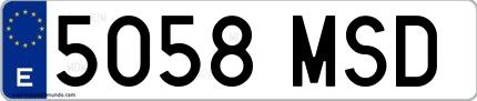 Ejemplo de matrícula española 5058 MSD