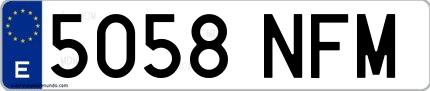 Ejemplo de matrícula española 5058 NFM