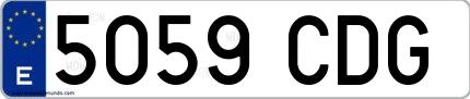Ejemplo de matrícula española 5059 CDG