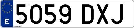 Ejemplo de matrícula española 5059 DXJ