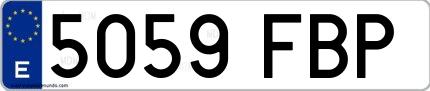 Ejemplo de matrícula española 5059 FBP