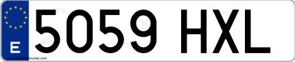Ejemplo de matrícula española 5059 HXL