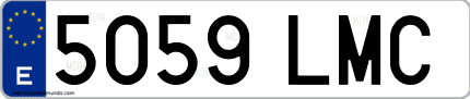 Ejemplo de matrícula de coche ordinaria 5059 LMC