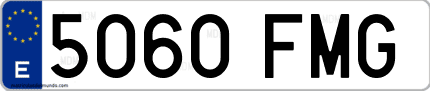 Ejemplo de matrícula de coche ordinaria 5060 FMG