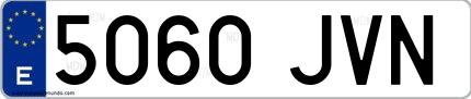 Ejemplo de matrícula española 5060 JVN