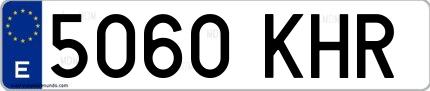 Ejemplo de matrícula española 5060 KHR