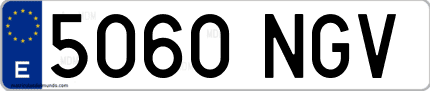 Ejemplo de matrícula de coche ordinaria 5060 NGV