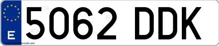 Ejemplo de matrícula española 5062 DDK