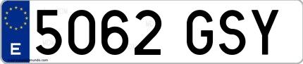 Ejemplo de matrícula española 5062 GSY