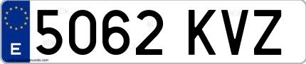 Ejemplo de matrícula española 5062 KVZ