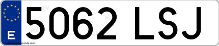 Ejemplo de matrícula española 5062 LSJ