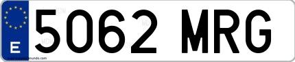 Ejemplo de matrícula española 5062 MRG