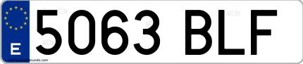 Ejemplo de matrícula española 5063 BLF