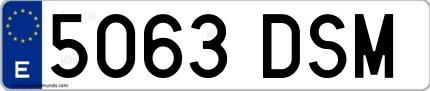 Ejemplo de matrícula española 5063 DSM