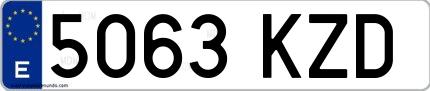 Ejemplo de matrícula española 5063 KZD