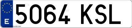 Ejemplo de matrícula española 5064 KSL