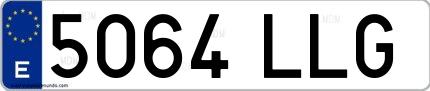 Ejemplo de matrícula española 5064 LLG