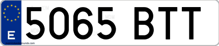 Ejemplo de matrícula de coche ordinaria 5065 BTT