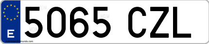 Ejemplo de matrícula de coche ordinaria 5065 CZL
