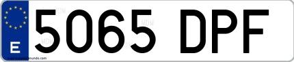 Ejemplo de matrícula española 5065 DPF