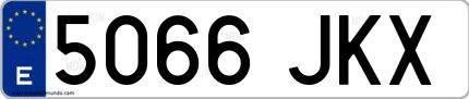 Ejemplo de matrícula española 5066 JKX