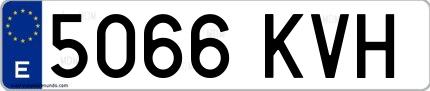 Ejemplo de matrícula española 5066 KVH