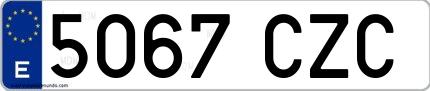 Ejemplo de matrícula española 5067 CZC