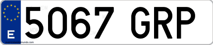 Ejemplo de matrícula de coche ordinaria 5067 GRP