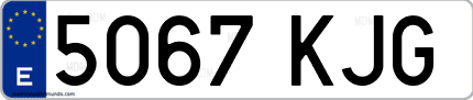 Ejemplo de matrícula de coche ordinaria 5067 KJG