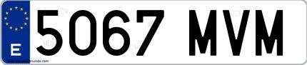 Ejemplo de matrícula española 5067 MVM