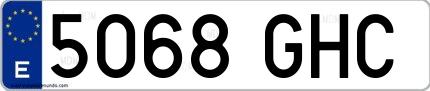 Ejemplo de matrícula española 5068 GHC
