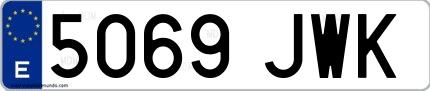 Ejemplo de matrícula española 5069 JWK