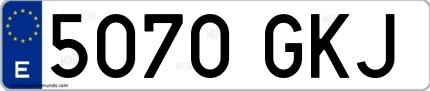 Ejemplo de matrícula española 5070 GKJ