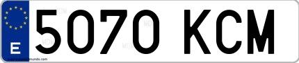 Ejemplo de matrícula española 5070 KCM