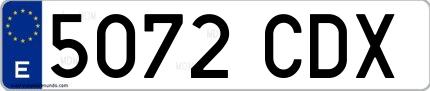 Ejemplo de matrícula española 5072 CDX